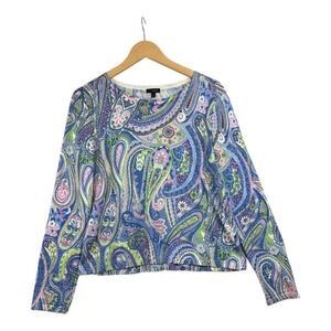 Talbots Jubilee Paisley‎ Sweater size Small Blue/Pink/Green